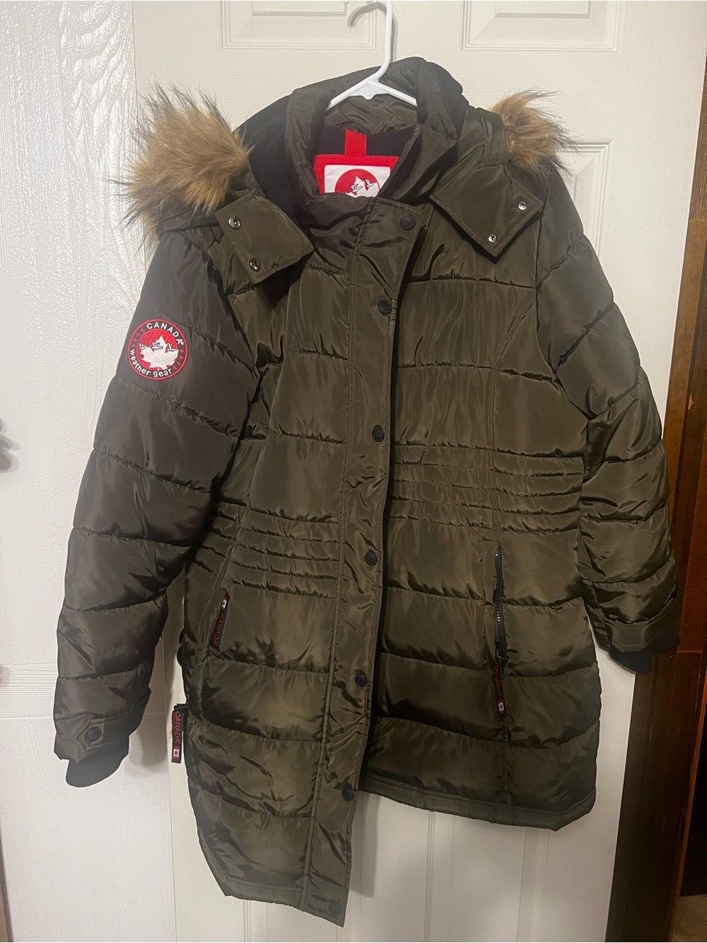 Black Puffer Coat with Faux Fur Hood